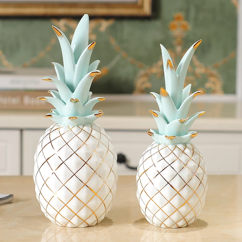 Creative Pineapple White Ceramic Plant Figurines, Miniature Garden Crafts, Wedding Gifts, Home Decoration Accessories