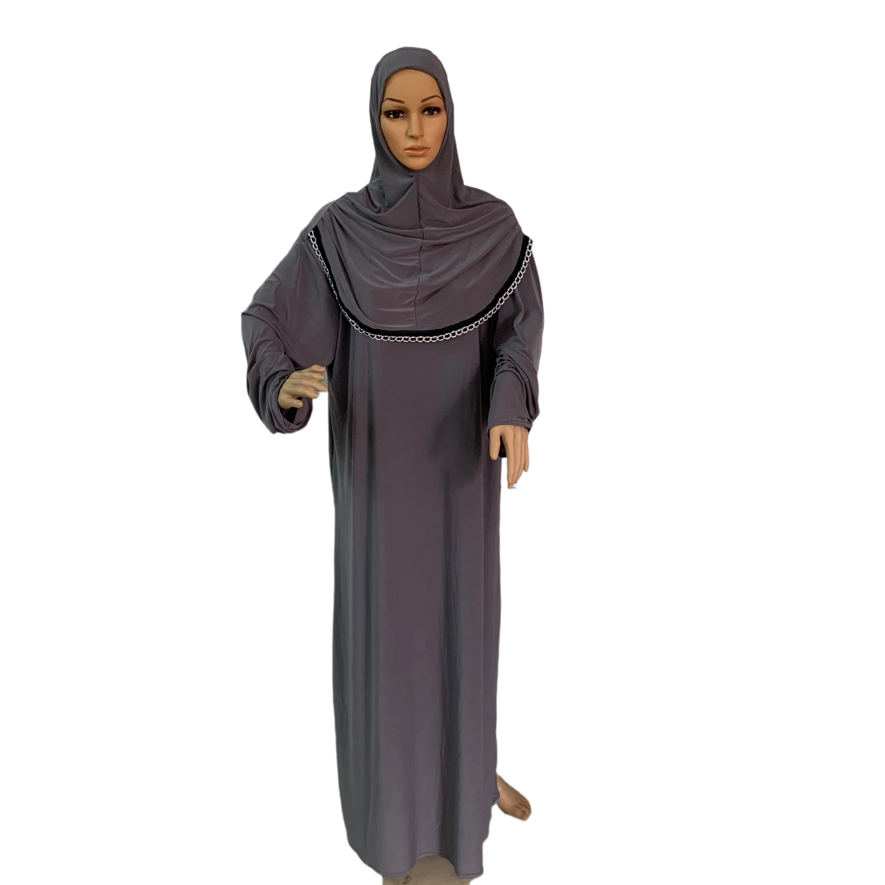 H118 Free size muslim dress with attached hijab pray khimar kaftan  burqa abaya robe hijab middle east clothing