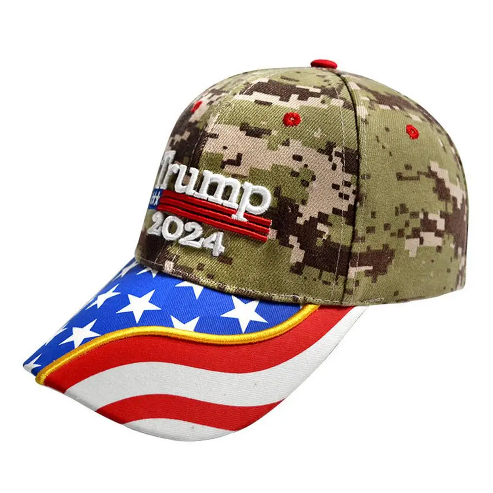 Man\'s Caps Donald Trump 2024 Hat Trump Baseball Cap with Embroidered Flags of America Adjustable Size for Office All Seasons