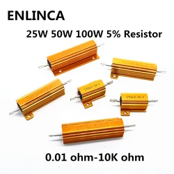 2 Stuks 25W 50W 100W Aluminium High Power Metal Case Draadgewonden Vaste Weerstanden 0.01 - 10K ohm Dummy Load Draad Wond Weerstand 1K