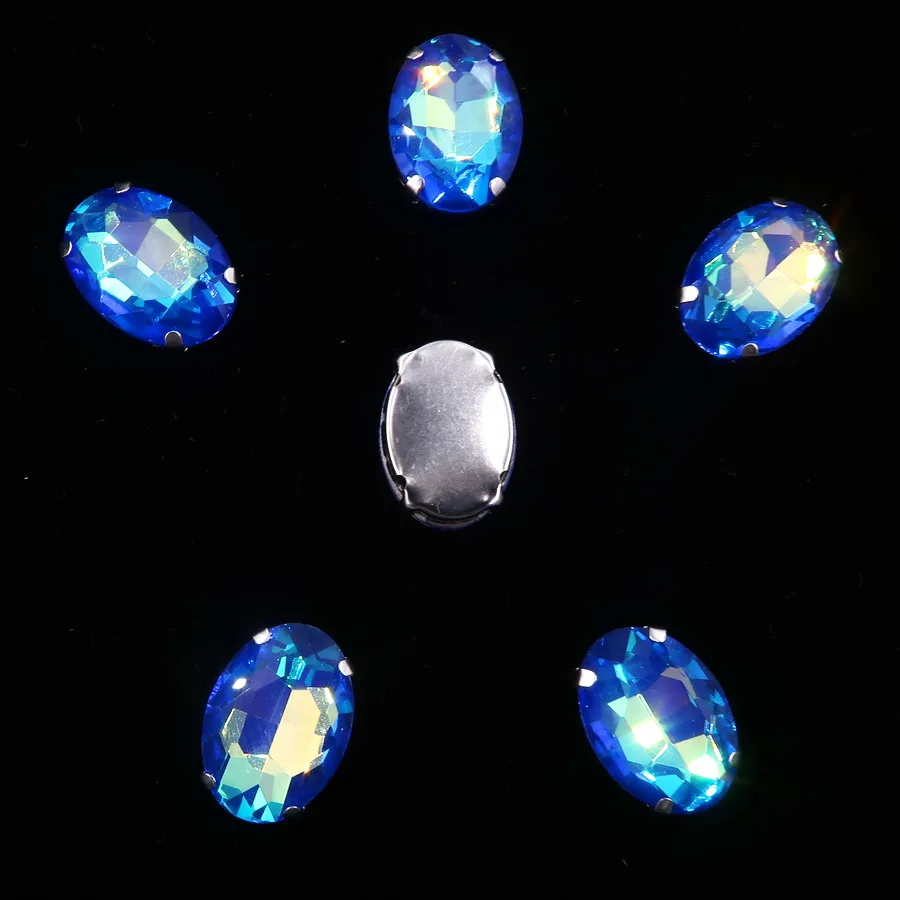 Ovale Silber-Krallenfassungen, 20 Stück/Packung, 10x14mm, 13*18mm, Jelly Candy AB Farben, Glaskristall, zum Aufnähen, Strass-Applikation, DIY-Besatz – Detail 12