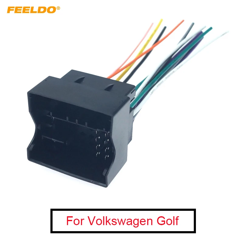 

FEELDO 1PC Car Radio Audio Stereo Interface Wire Harness for Volkswagen Golf 7 Sokda Installing Aftermarket CD/DVD