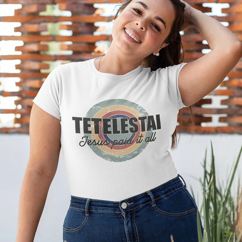 

Женская футболка telestai с принтом Иисуса и надписями на тему Библии, кавайная Ретро футболка с графическим рисунком, винтажные Большие футболки в христианском стиле