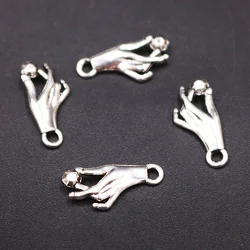 40pcs Silver Color Hip Hop Hand of Hope Metal Pendant DIY Charm Bracelet Earrings Jewelry Crafts Making 20*10mm M522