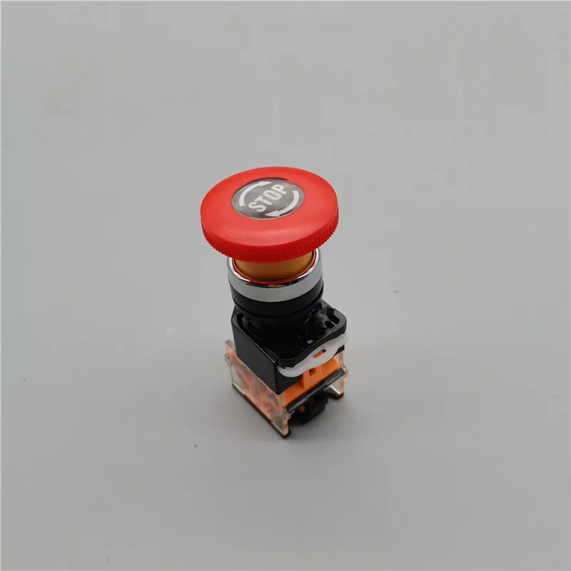 1pcs 22mm LA38-11ZS Mushroom Head Emergency Stop Push Button Switch 10A/440V Selector Switch