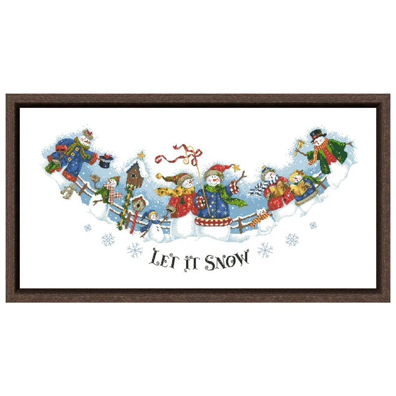 Snow carolers tree skirt cross embroidery kit snowman pattern design 18ct 14ct 11ct unprint canvas Cross-stitch DIY needlework