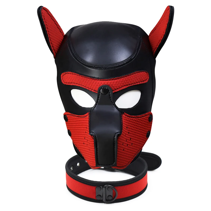 Hot Fashion Dog Mask Puppy Cosplay Full Head for Padded Latex Rubber Role Play with Ears 10 Color