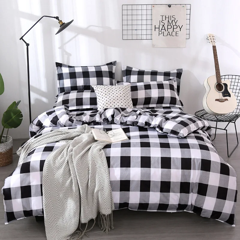 

Black And White Comforter Home Textile Black Lattice Bedding Set Queen Size Cotton Bedspread King Duvet Cover