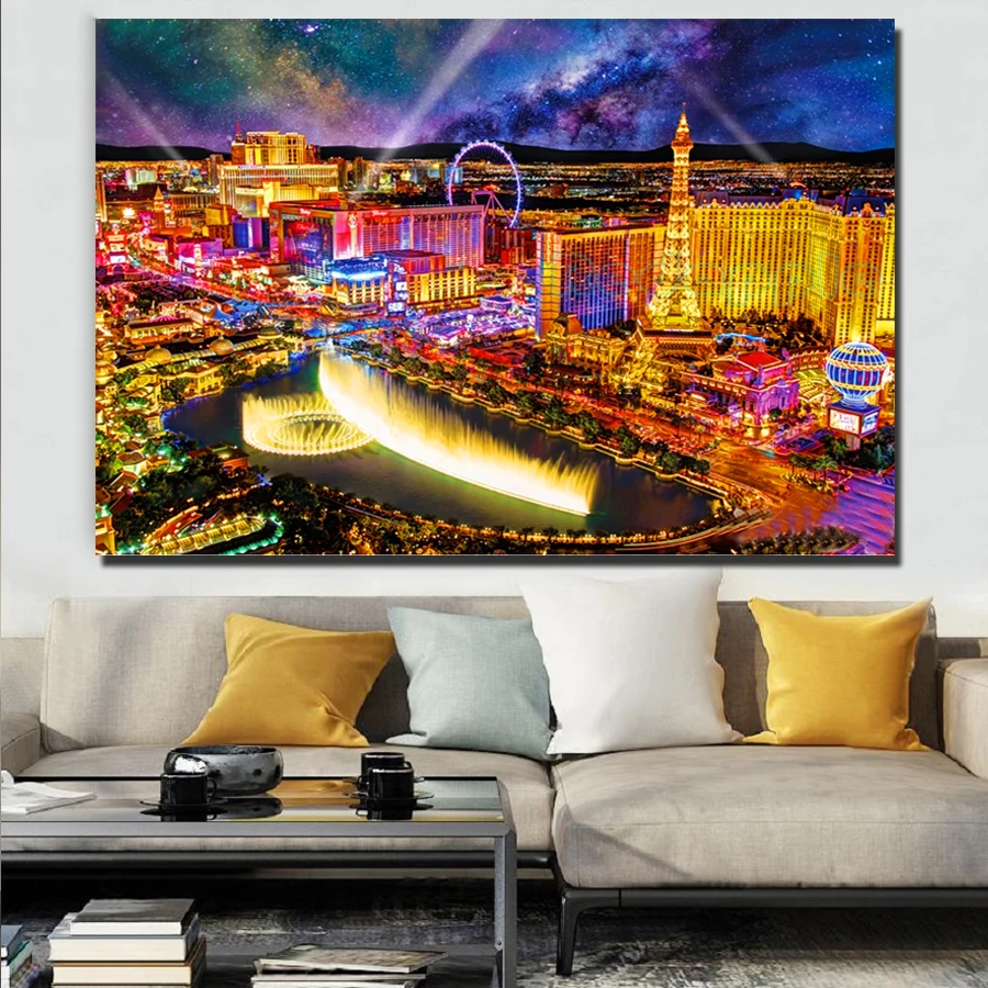 Full Square/Round Drill Diamond Painting Cross Stitch Lights Of Las Vegas Diamond Embroidery Rhinestone Mosaic Decor