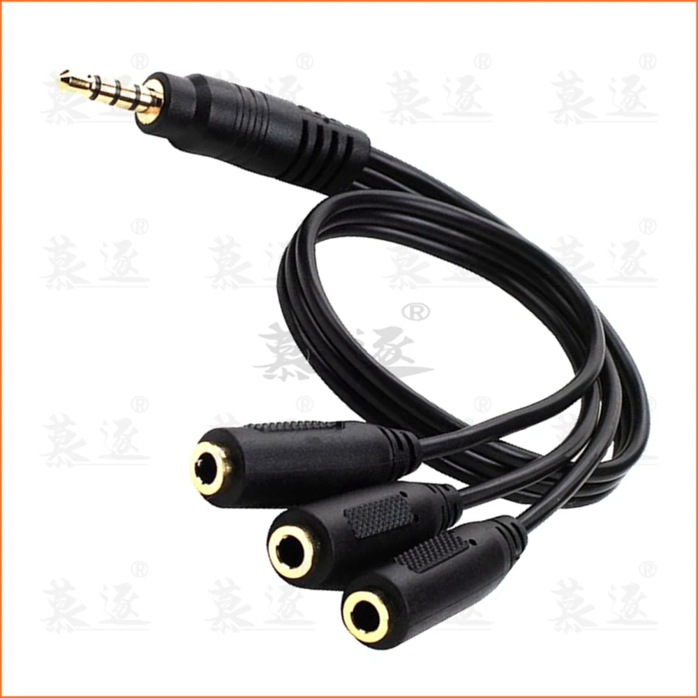 Cable divisor de audio estéreo de 3,5 mm chapado en oro Conector estéreo TRRS de 3,5 mm (1/8 pulgadas) macho a conector estéreo hembra de 3,5 mm de 3 x 1/8 pulgadas