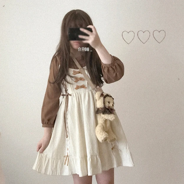 Robe japonaise douce à bretelles lolita, vintage, taille haute, mignonne, victorienne, kawaii, gothique, lolita cos loli, pour filles