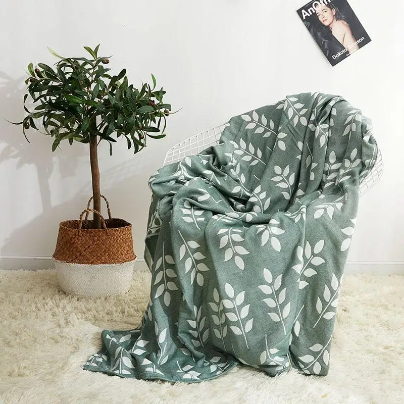 

Nordic Modern Simple Throw Blanket Cactus Pattern Bamboo Fiber Towel Blanket For Adult Home Art Decor Sofa Throw Blanket