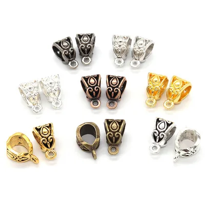20pcs 13x8x8mm Beads Bails Oval Buckle Charms Jewelry Making Necklace Silver Plated Gold Color Diy Jewelry Findings Wholesale