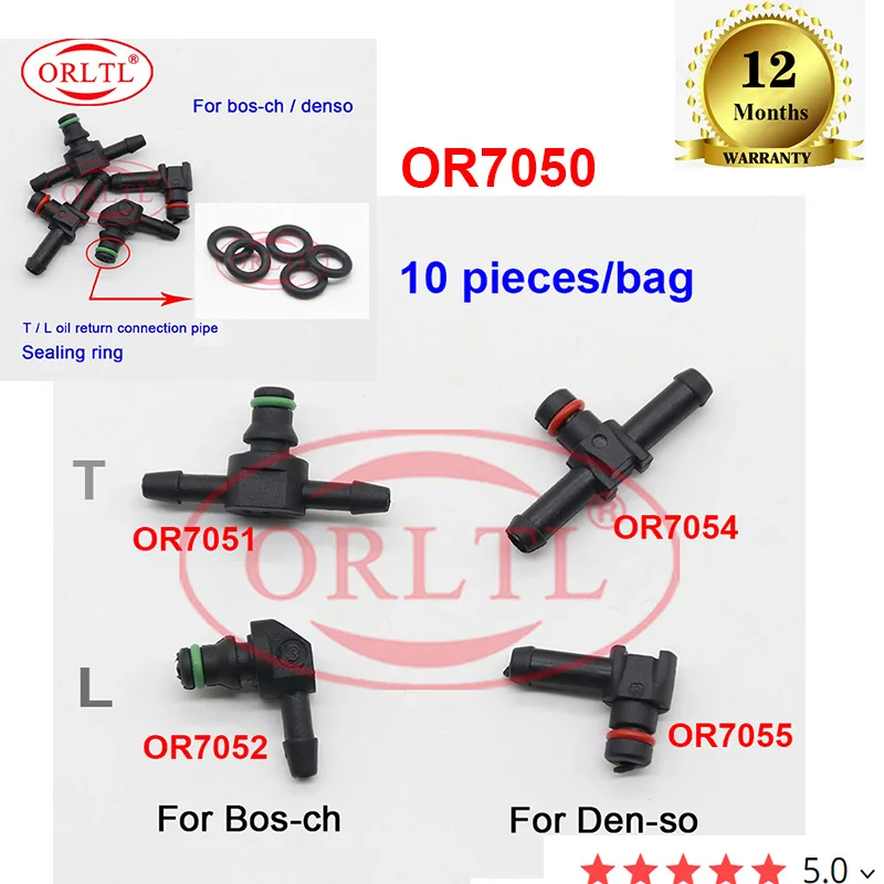 

ORLTL L Type T Type Oil Connector Pipe Scavenge Pipe O-RingTube Diesel For BOSCH Denso 10 Pcs