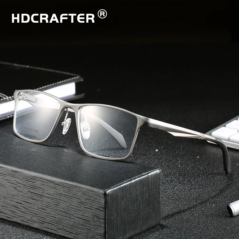 

HDCRAFTER Ultralight Titanium Glasses Frame for Small Face 124mm Square Myopia Optical Prescription Eyeglass Frame Man Women