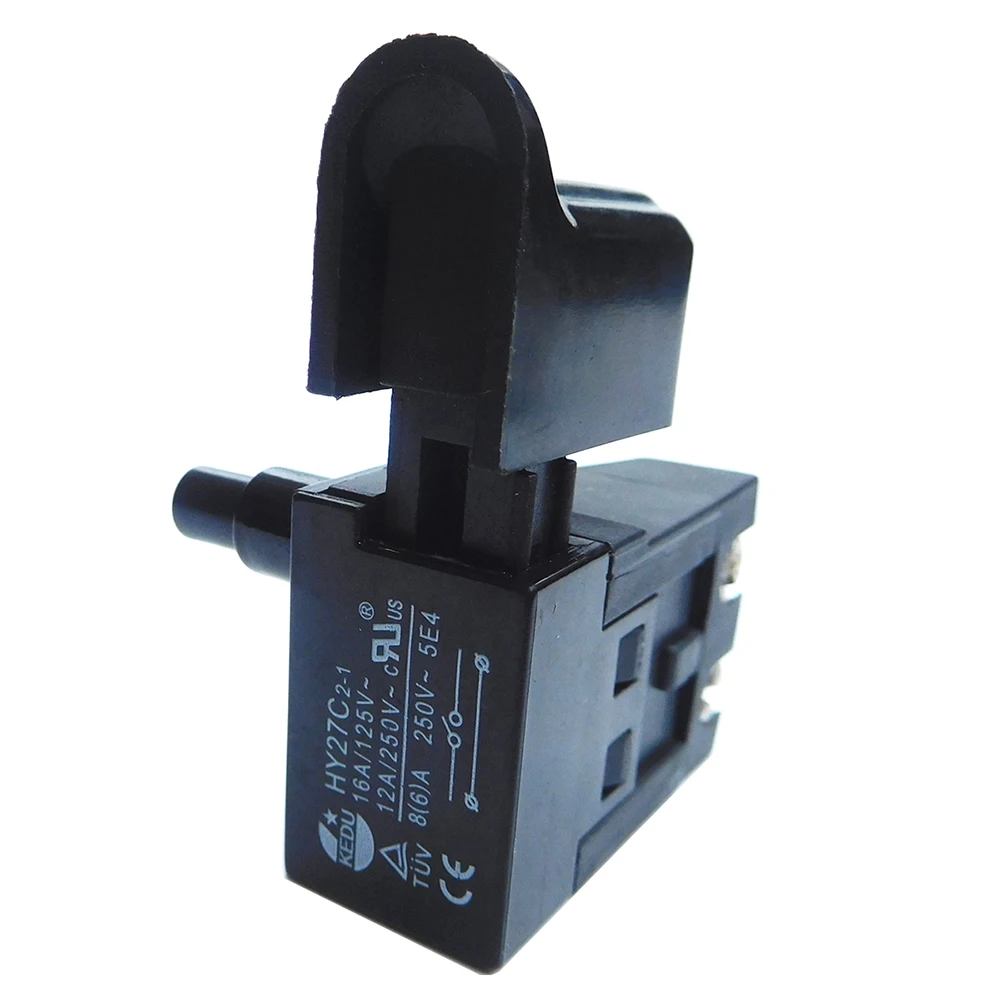 Saklar Tombol Tekan Pengunci Listrik Anti Debu untuk Mesin Pemotong Palu Gergaji Bundar 16A/125V 12A/250V KEDU HY27C2-1, 1-Pak
