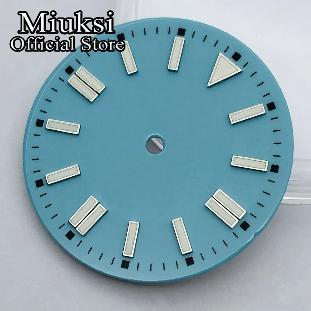 Miuksi 28.5mm/31mm black blue green red yellow watch dial luminous fit NH35 NH36 ETA2824 2836 Miyota 8215 DG2813 3804 movement