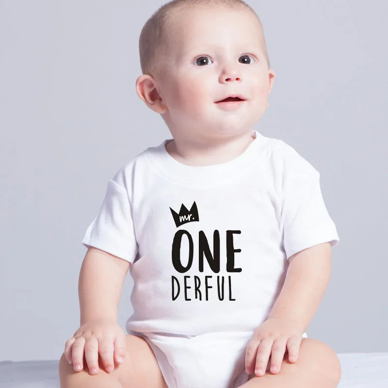 

Cute Newborn Baby Bodysuit Baby Clothes Cotton Baby Mr One-derful Baby Boys 1st Birthday Body First Birthday Outfit for Boys