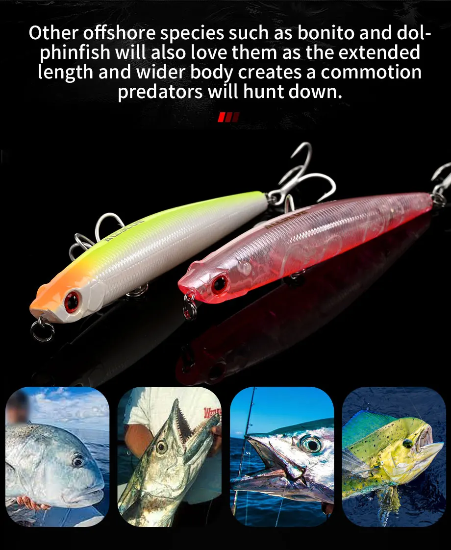 BLUX SURFER 95 Topwater Popper Bleistift 95 mm Oberflächenwalker Angelköder Walk The Dog Künstlicher Salzwasserbarsch Hartköder Tackle – Detail 6