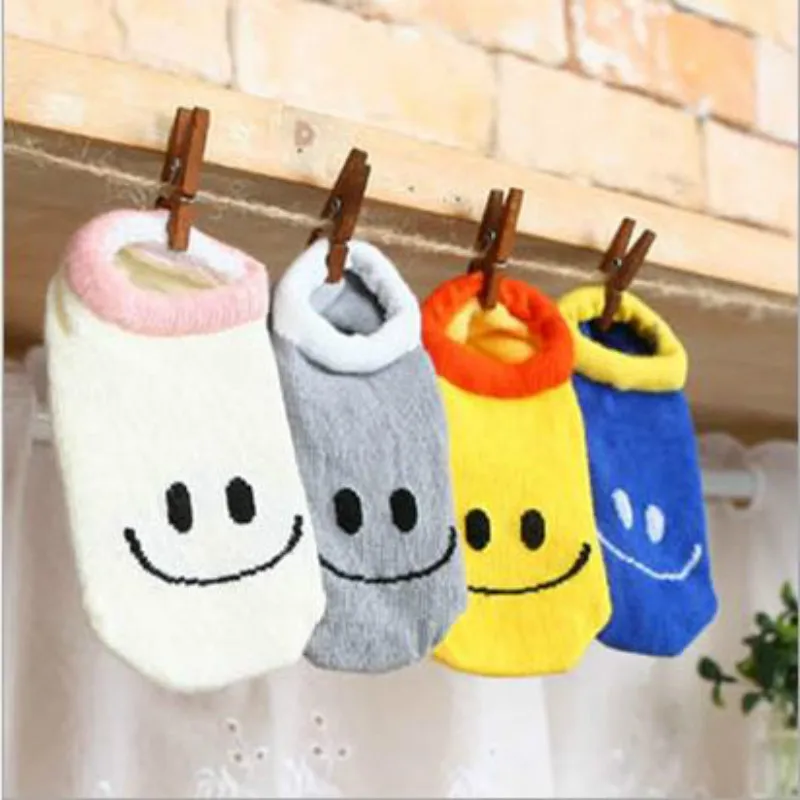 

Autumn Winter Baby Sock 0-2 Years Old Cotton Smiling Face Infants Non-slip Floor Socks (different Color) Mix 12 Pairs/lot