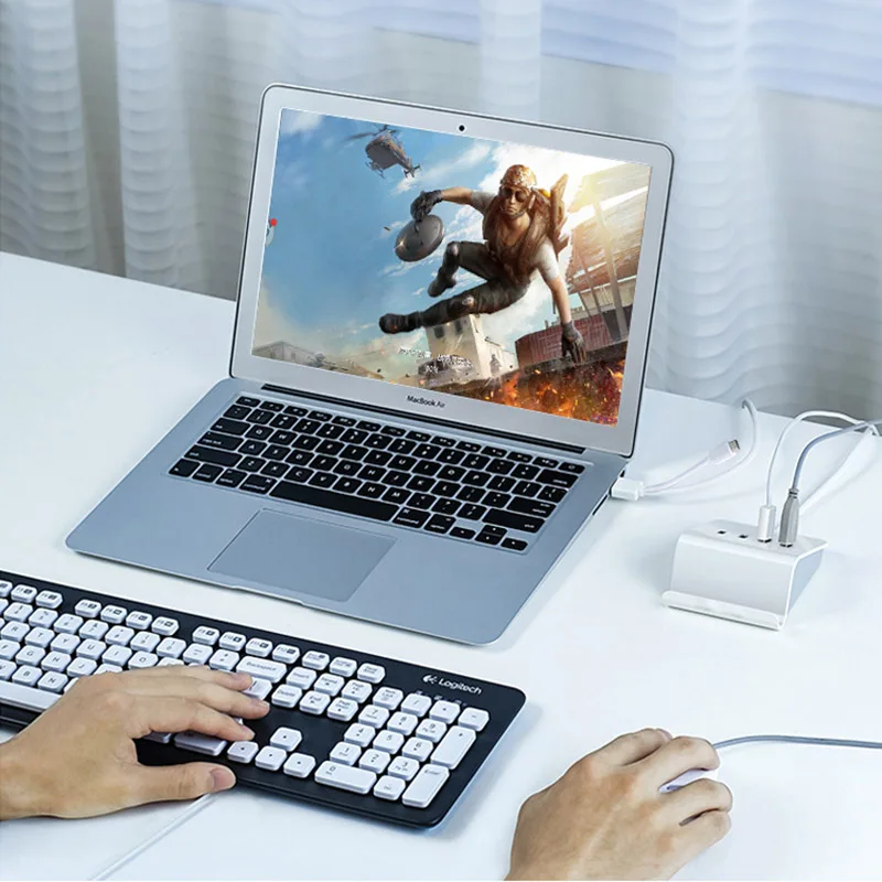 4 portas usb otg hub e doca tipo c e micro usb otg usb 2.0 hub para o telefone inteligente tablet computador portátil com suporte