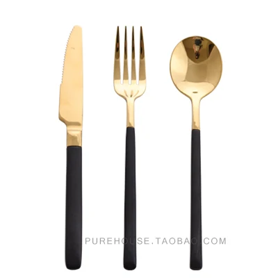 Blue Design Tableware Set Reusable Utensils Metal Vintage Knife And Fork Set Gold Gift Cubiertos Dining Table Decor BK50CJ