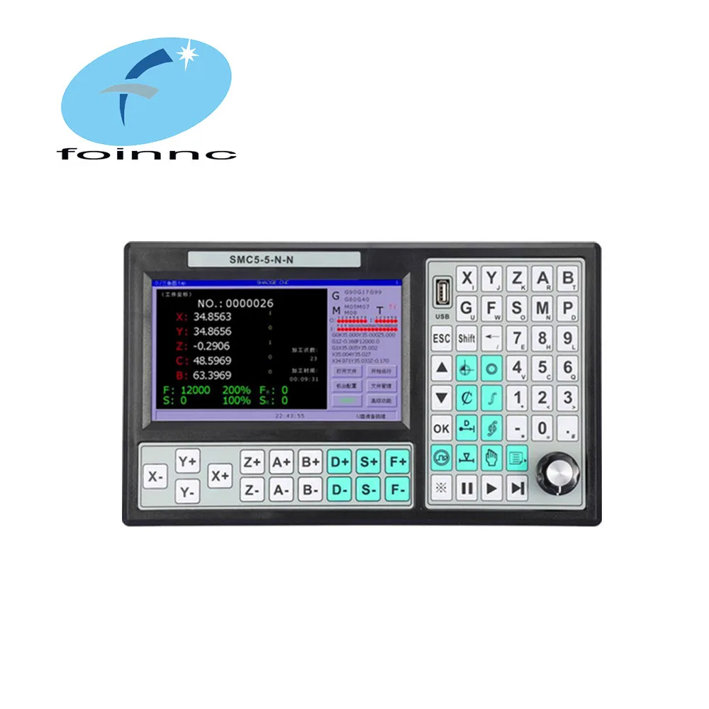 Controller USB Mach3 Offline a 5 assi CNC SMC5-5-N-N 500KHz G-Code grande schermo da 7 pollici per macchina da taglio per incisione CNC