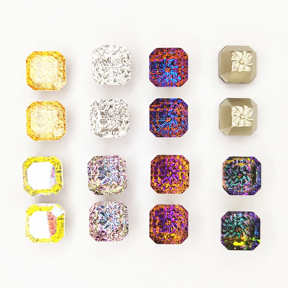 Top Quality 8mm 10Pcs/Bag Crystal AB New Square Shaped Rhinestone Diamond Cube Glass Rhinestones Glitter 3D Nail Art Decoration