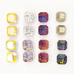 Alta qualità 8mm 10 pz/borsa cristallo AB nuovo quadrato a forma di strass diamante cubo di vetro strass Glitter 3D Nail Art decorazione