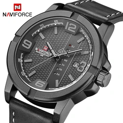 NAVIFORCE Watches for Men Fashion Business Calendar Week Display Learher Strap Waterproof Quartz Wrist Watches Relogio Masculino