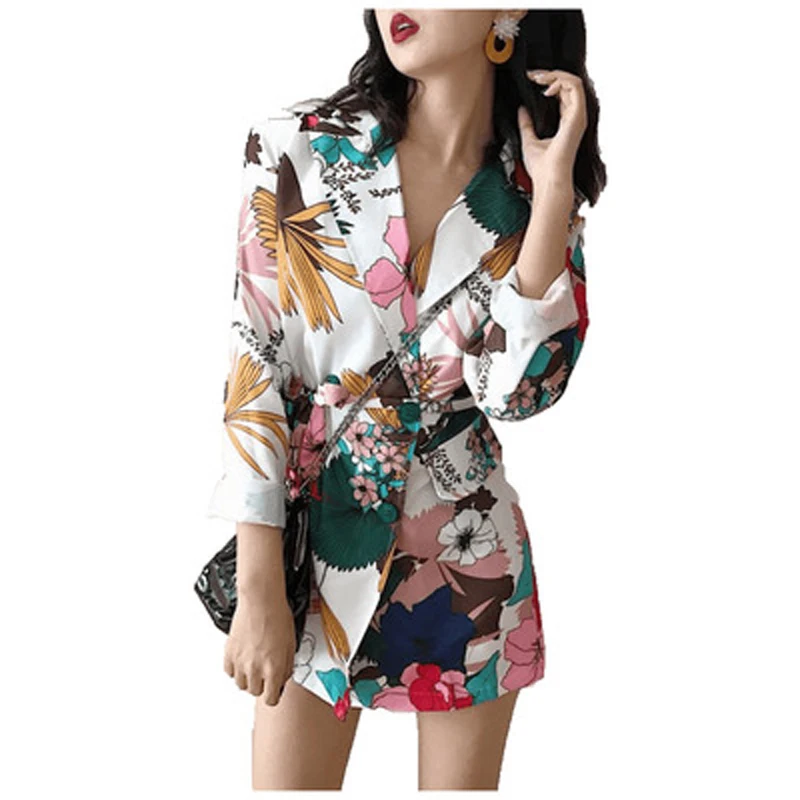 Women\'s Floral Print Blazer and Pants Set, Long Sleeve Blazer, Tops, New, Z028