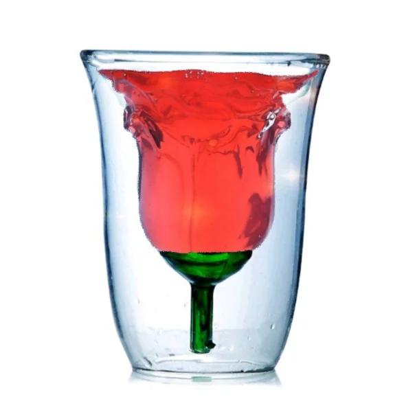 Bodum Design Rose Shape Double Wall Copo Gafas Vetro Bilayer Wine Glass Cocktail Flip Liquor Cup Vaso Household Bar Lover Gift