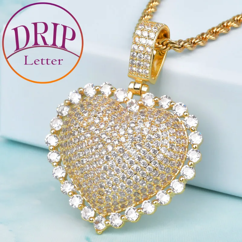 Drip Letter Whith Gold Color Zircona Heart Pendant for Women Hip Hop Rock Street Necklace Fashion Jewelry 2022 Trend