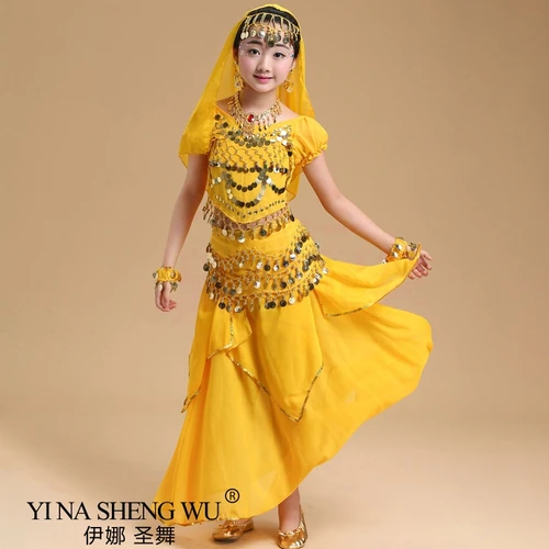 Imagen 2 del producto Conjunto de trajes de danza del vientre para niños y adultos, trajes de danza Oriental, conjunto de danza del vientre para niñas, ropa de danza del vientre egipcia de Bollywood para niños