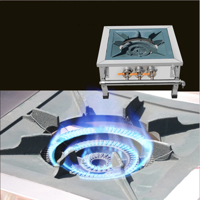 Commercial Cooktop Single Stainless Steel Dual-cooker Cooktops Liquefied Gas Cooking Stove Energy-saving Cooking Equipment