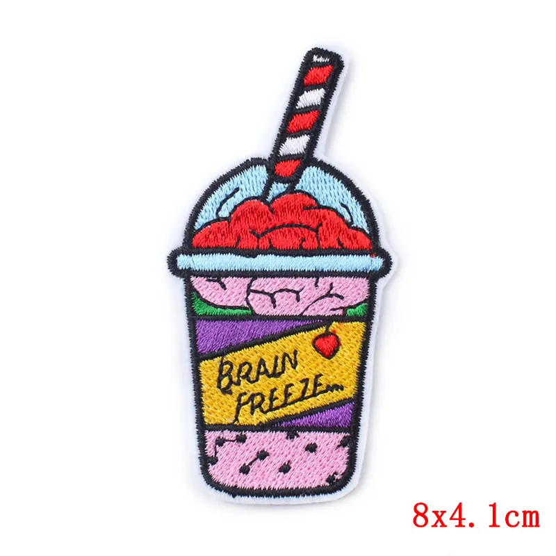 Prajna 10PCS BRALN FREEZE Drink Patch Embroidered Patches For Clothing Iron On Patches Cartoon Patches For Clothes Applique DIY