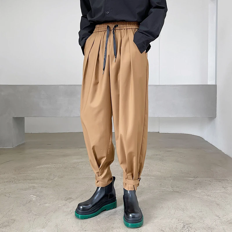 Pantaloni da uomo harem oversize larghi casual con coulisse regolabili a molla