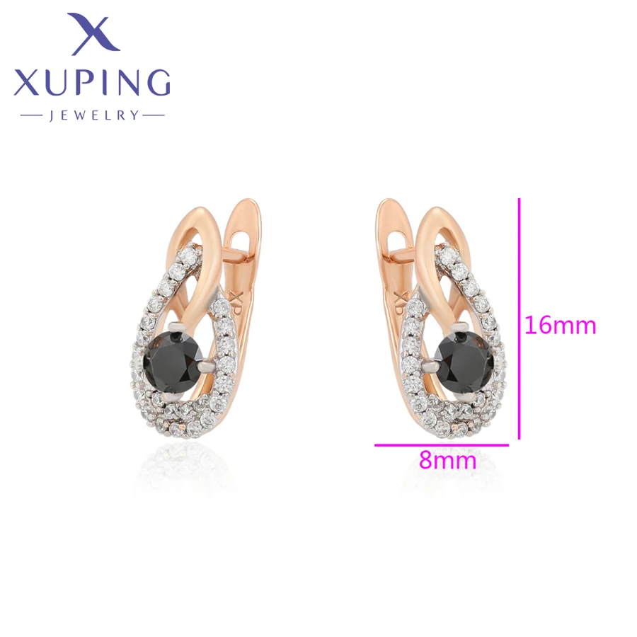 Xuping Jewelry Round Stone Copper Alloy Simple Model Gold Color Earrings For Women Party Birthday Gift A00855178