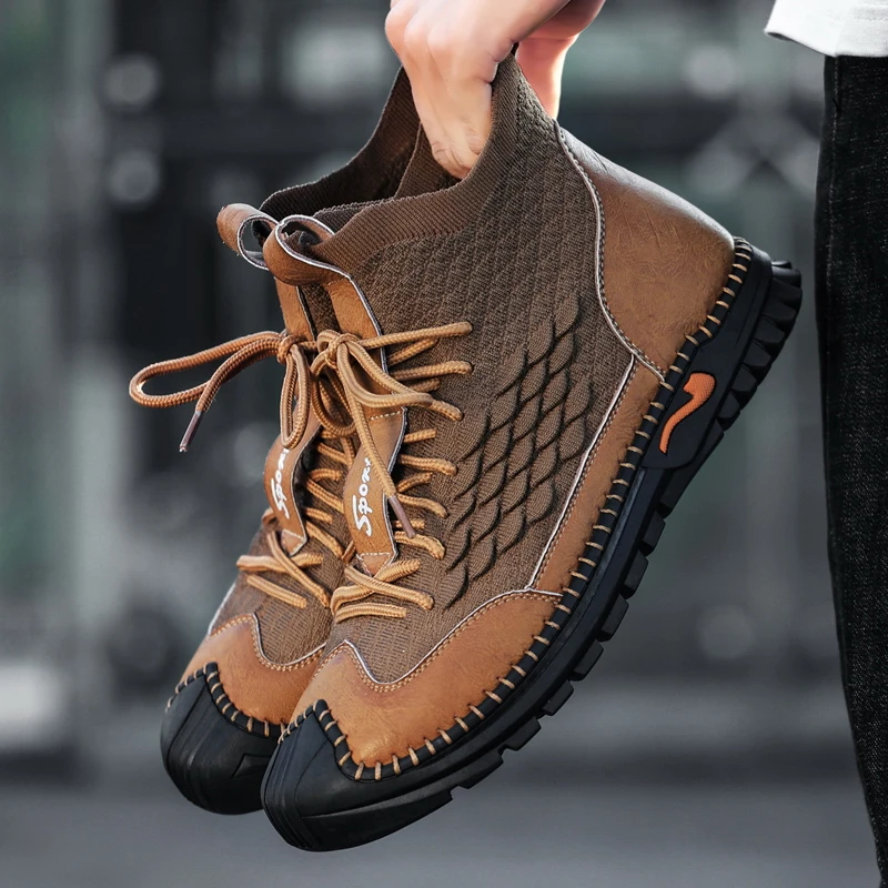 

Hot Sale Outdoor Men's Boots Street Men's Sneakers Breathable Ankle Boots Walking Punk Fashion High Quality Men's Hiking Shoes