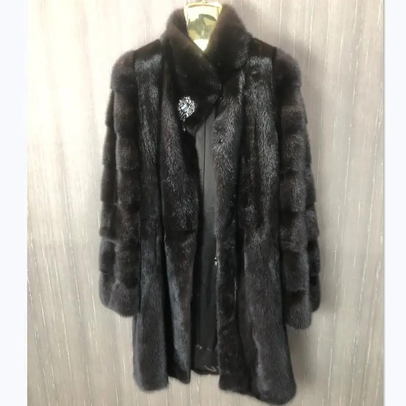 Women\'s Genuine Natural Mink Fur Coat with Detachable Sleeves, Long Warm Coat, European Winter Fashion, New, 2023