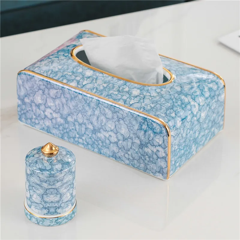 Bathroom Ceramic Removable Tissue Box Organizer Holder For Office Home Living Room Luxury Paper Rack European Style Wedding Gift