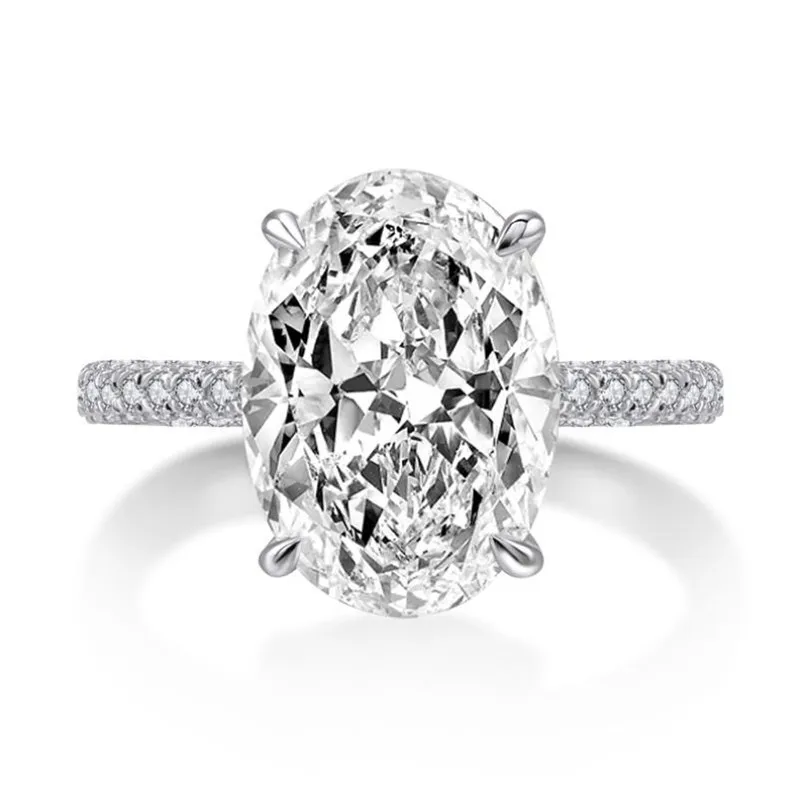 Choucong New Arrival Sparkling Luxury Jewelry 925 Sterling Silver Large Oval Cut Big White Topaz CZ Diamond Women Wedding  Ring image 3