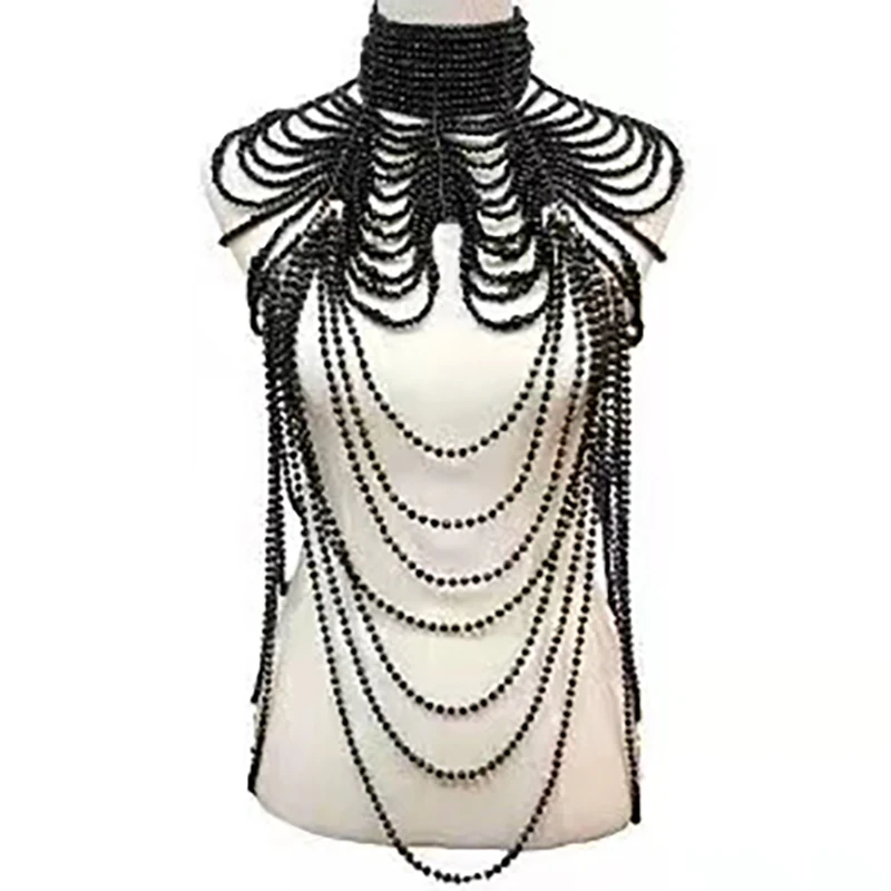 Fashion handmade bead shoulder chain multi-layer bead body chain fine jewelry fine jewelry necklace of large size design bran