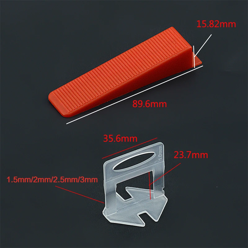 Tile accessories tile leveling system 1mm/1.5mm/2mm/2.5mm/3mm 100pcs clips+100pcs Wedges plastic tile spacers tiling tools