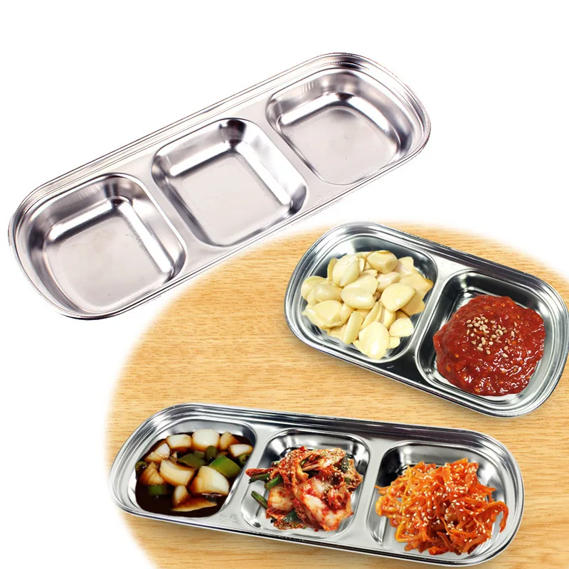 3 Lattice Seasoning Soy Sauce Dish Vinegar Sauce Dish Snack Plate Divided Serving Bowl Plate Tray Home Kitchen Tableware