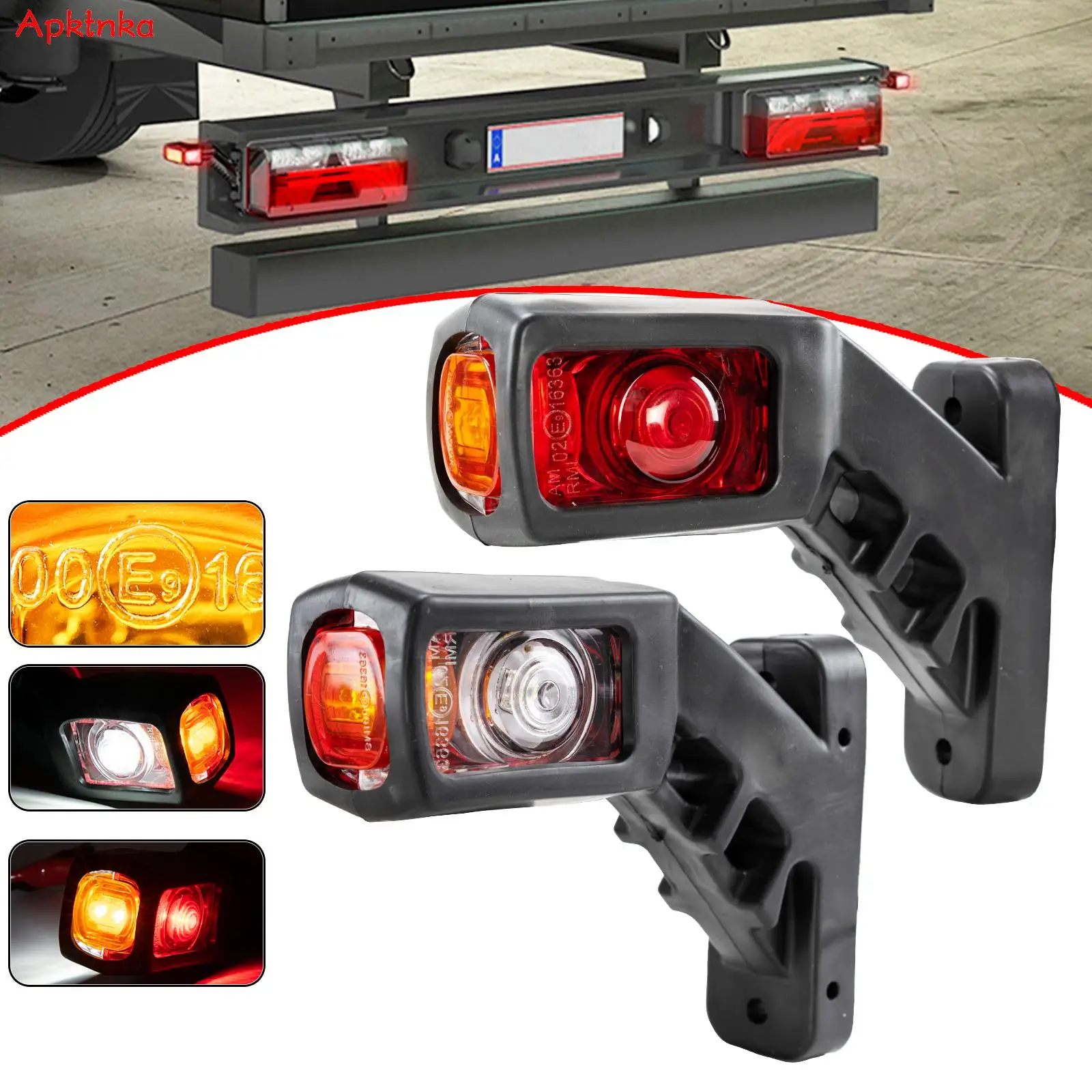 2X Trailer Truck Carvan Van Auto RV Side Marker Light Indicator Rear Clearance Bulb Stalk Position Lamp 3 Face Red Amber White