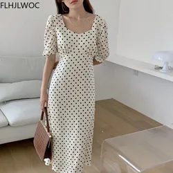 2021 Summer Temperament Lady Women Fashion Polka Dot Korea Chic Long Maxi Dress