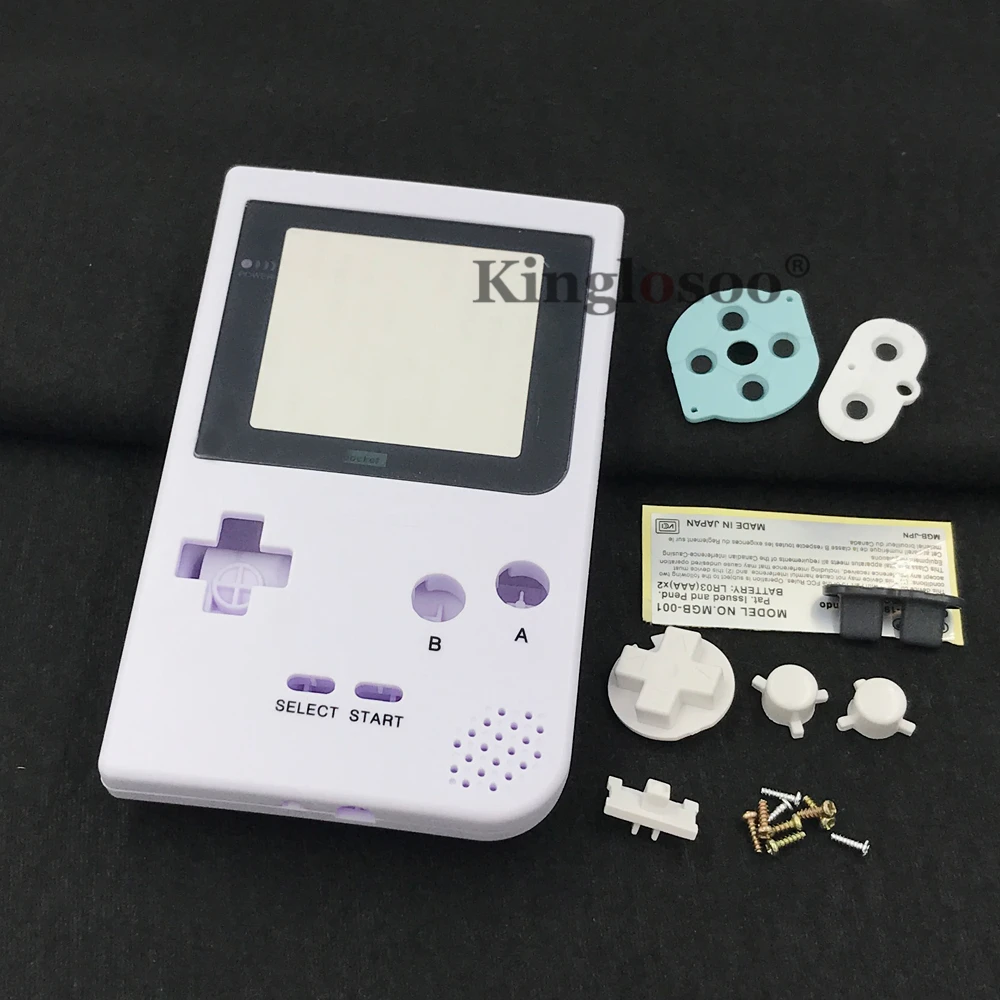 

White full housing case replacement shell for Nintendo Game boy Pocket GBP shell w/ rubber pads buttons