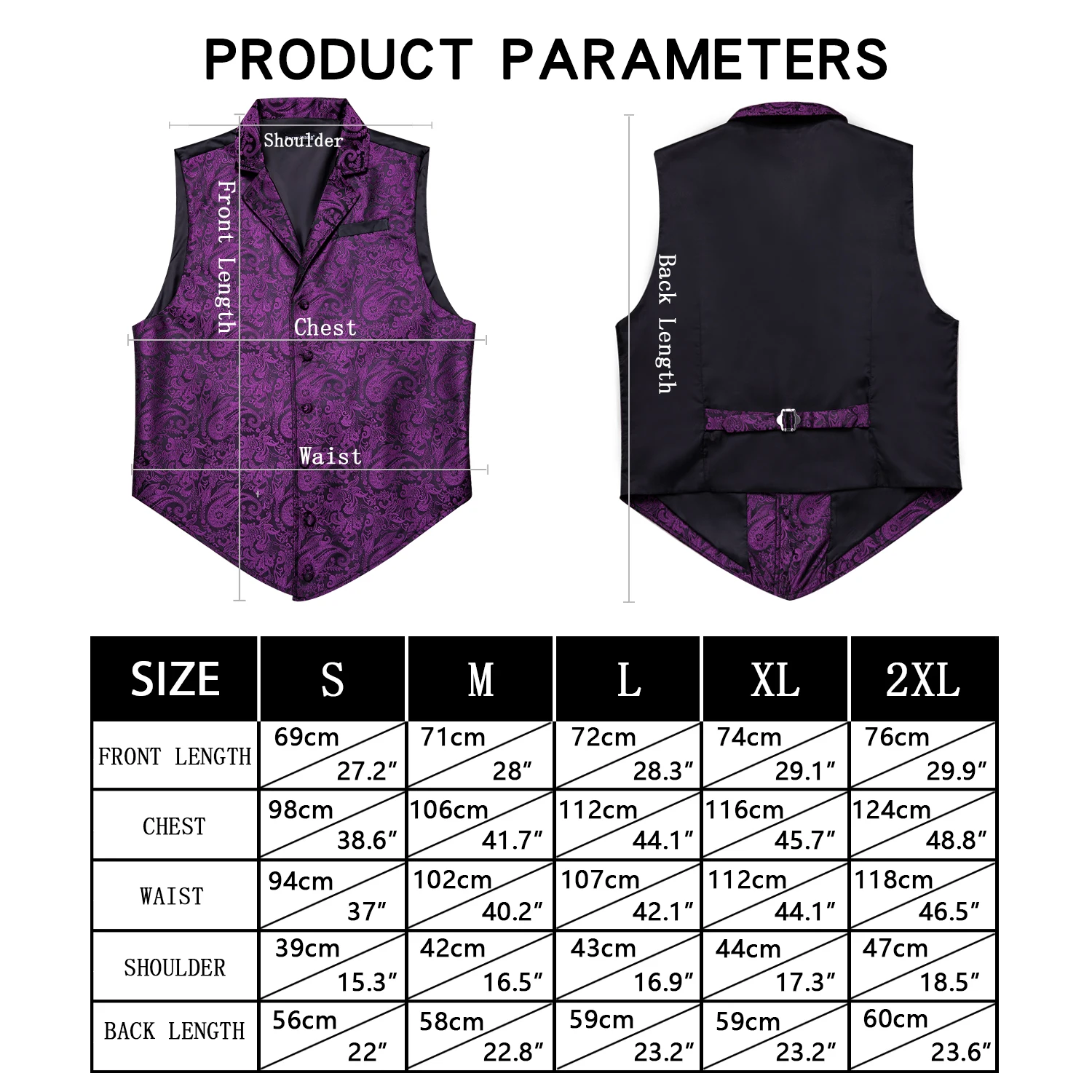 Barry.Wang Purple Floral Herringbone Vest Coat Men Silk Suit Vest Single-Breasted Notched Lapel Waistcoat MD-2103