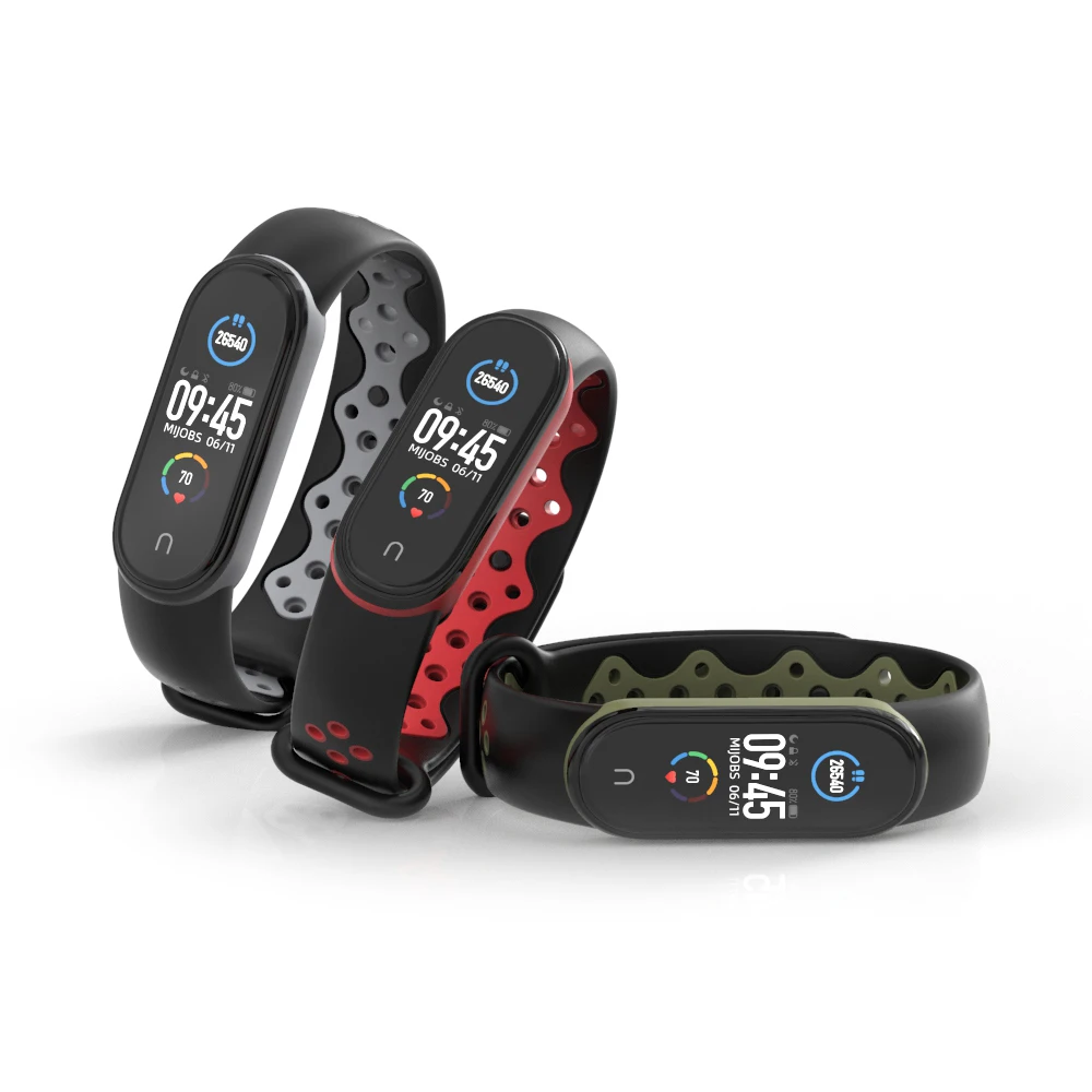 Sports Strap for Mi Band 4 5 3 Breathable for Xiaomi Bracelet Mi Bend 4 Belt Silicone Correas Miband 3 Opaska Xiomi Wristbands